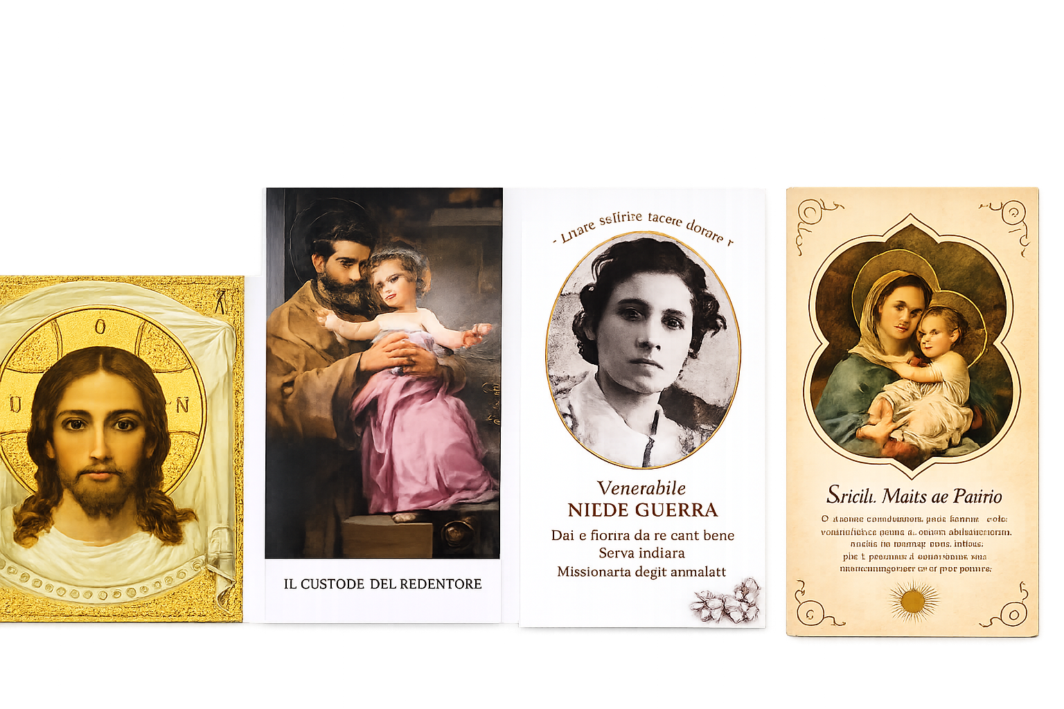 Santino religioso personalizzato con immagine sacra sul fronte e preghiera sul retro