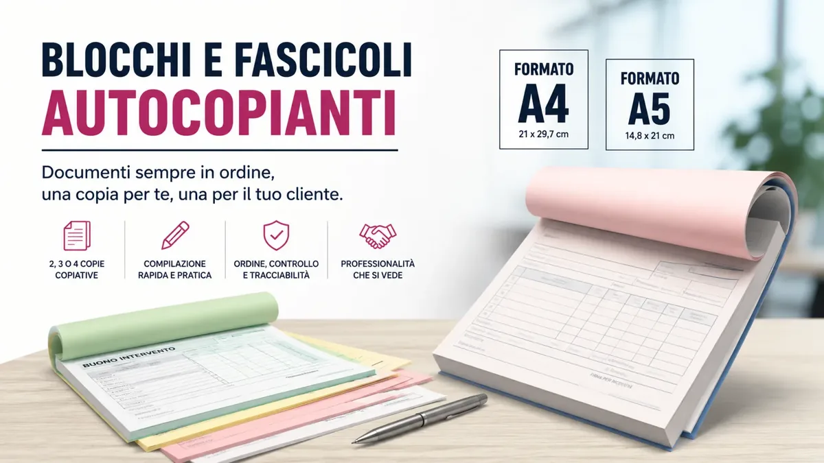 Blocchi e fascicoli copiativi autoricalcanti per aziende e professionisti