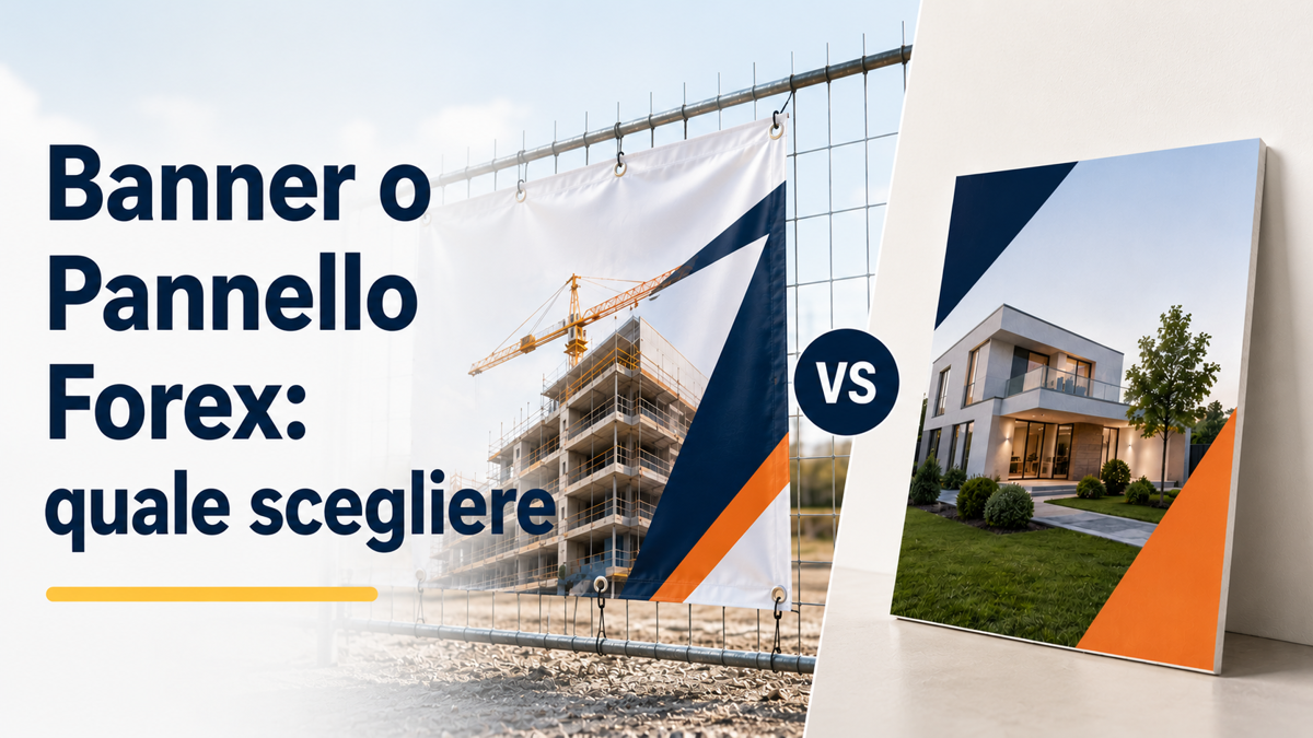 Banner in PVC e pannello Forex messi a confronto in un contesto di comunicazione esterna